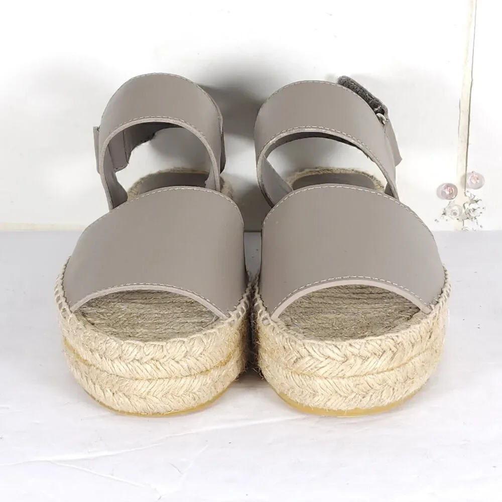 Vince Women's Emilia US 6M Taupe Leather Platform Espadrille Slingback sandals